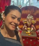 Kajol wears Nysa's gifted saree for Ganesh Chaturthi pandal darshan