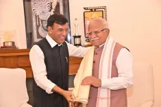 Khattar Meets Mandaviya for Courtesy Call, Wide-Ranging Talks