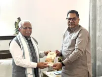 Khattar meets newly elected RS MP Satish Poonia in Delhi