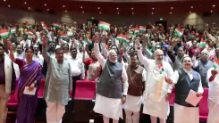 Kishan Reddy joins NDA's Mangal Milan with Tiranga, Vande Mataram