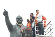 Kishan Reddy Pays Tribute to Ambedkar in Mancherial During Singareni Yatra