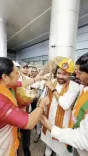 Kishan Reddy welcomed at Hyderabad airport after Tadicherla mine allotted to Singareni
