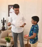 KTR meets 11-year-old cartoonist Shriyaan Srirangam, lauds his book