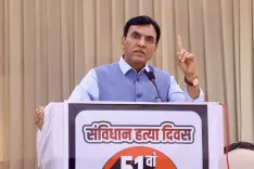 Mandaviya addresses BJP workers on Samvidhan Hatya Diwas in Noida