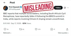 MEA Fact Check debunks fake claims of world leaders falling ill at BRICS Summit