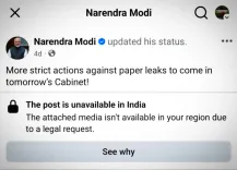Meta restores PM Modi's Facebook video, admits removal was an error