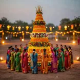 Kishan Reddy hosts 70-ft Bathukamma at Amberpet Grounds