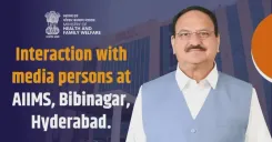 Nadda Interacts with Media at AIIMS Bibinagar, Hyderabad