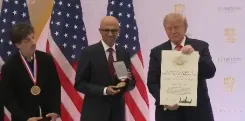 Satya Nadella receives US National Medal of Technology and Innovation from Trump