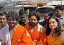 Naga Chaitanya, Sobhita Dhulipala visit temple in Andhra Pradesh with Nagarjuna