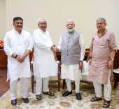 Nitish Kumar calls on PM Modi at Parliament House
