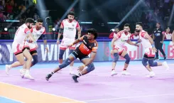 Did Guman Singh lead UP Yoddhas to victory over U Mumba with a 40-24 score?