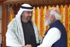 क्या पीएम मोदी ने यूएई के राष्ट्रपति का स्वागत किया; झूला, पश्मीना शॉल और कश्मीरी केसर दिए गिफ्ट?