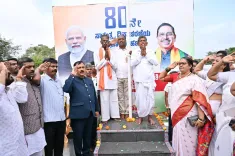 Pralhad Joshi Hands Flag-Hoisting to Savita Samaj at Hubballi