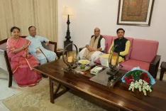 Rajnath Singh meets veteran Lt Gen Prakash Mani Tripathi in Delhi