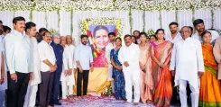 Revanth Reddy attends 10th-day rites for Mahender Reddy's mother