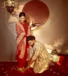 Did Rocky Jaiswal Touch Hina Khan's Feet on Their First Karwa Chauth?