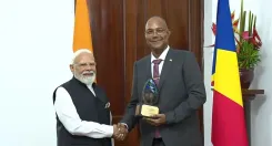 Seychelles honours PM Modi with 'Guardian of the Blue Horizon' award