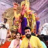 Shehnaaz Gill, Varun Sharma seek blessings at Lalbaugcha Raja 2026