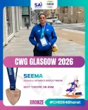 Shekhawat congratulates Seema Antil on CWG 2026 bronze
