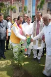 Shivraj plants saplings at BAMETI, Patna with Bihar ministers