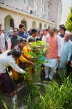 Shivraj plants saplings with women farmers at Sanchi
