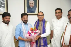 Shivraj Singh Chouhan meets Telangana CM Revanth Reddy at Krishi Bhawan