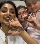 Did Shriya Saran's little one 'Radha' show off her Mehendi with mommy?