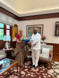 Sitharaman Meets Karnataka Rural Minister Khandre at Parliament