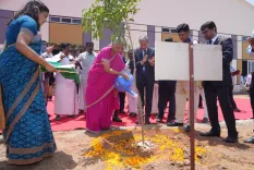Sitharaman Plants Sapling at Tiruchuli College Inauguration