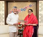 Smriti Irani Meets CM Naidu on Women's Economic Growth