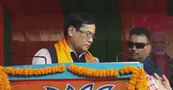 Sonowal addresses BJP rally at Nagaon Lok Sabha bypoll
