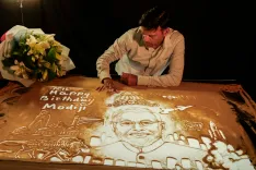 PM Modi's 76th birthday: Sand art, animation created in Puri by Manas Kumar Sahu