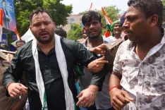 Tejashwi Yadav detained in Patna as police use water cannons on RJD march