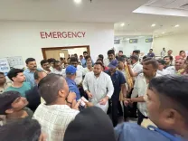 Tejashwi Yadav visits shot ex-councillor Anil Yadav in Patna hospital