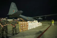 India's third flood relief flight lands in Nepal with rescue team