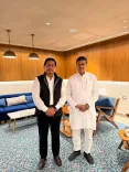 Tripura CM Manik Saha meets Meghalaya CM Conrad Sangma at Delhi Airport