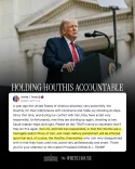 Trump Warns Iran of 'Major Military Punishment' Over Houthi Attacks