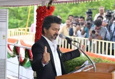 Vijay's maiden I-Day address: TN rights, zero corruption, 717 TASMAC outlets shut