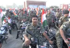 VP Radhakrishnan flags off Har Ghar Tiranga bike rally at Bharat Mandapam