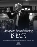 White House Says US Manufacturing Is Back Under Trump
