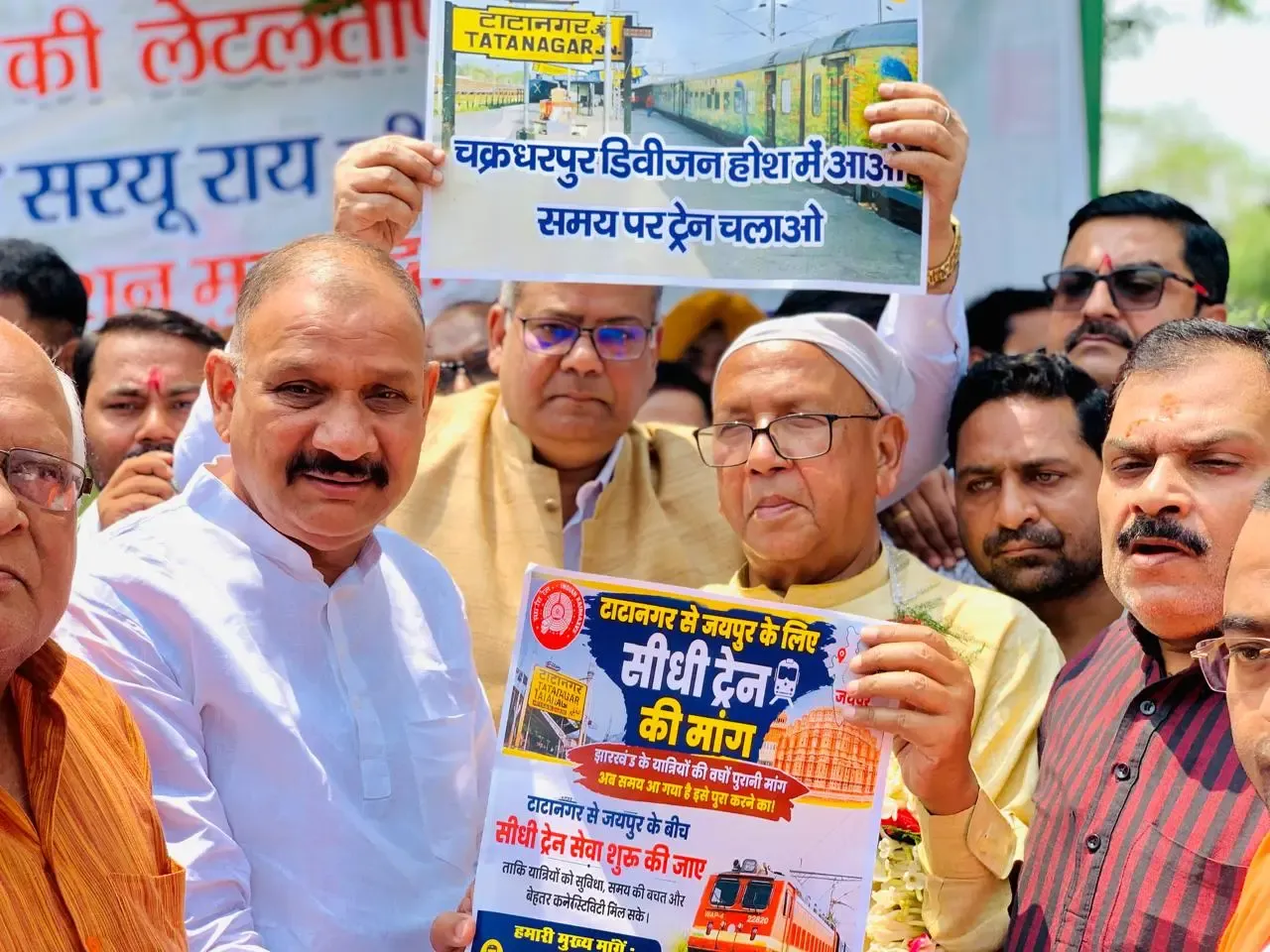 Massive Protest Erupts at Tatanagar Over Train Delays Led by MLA Saryu Roy