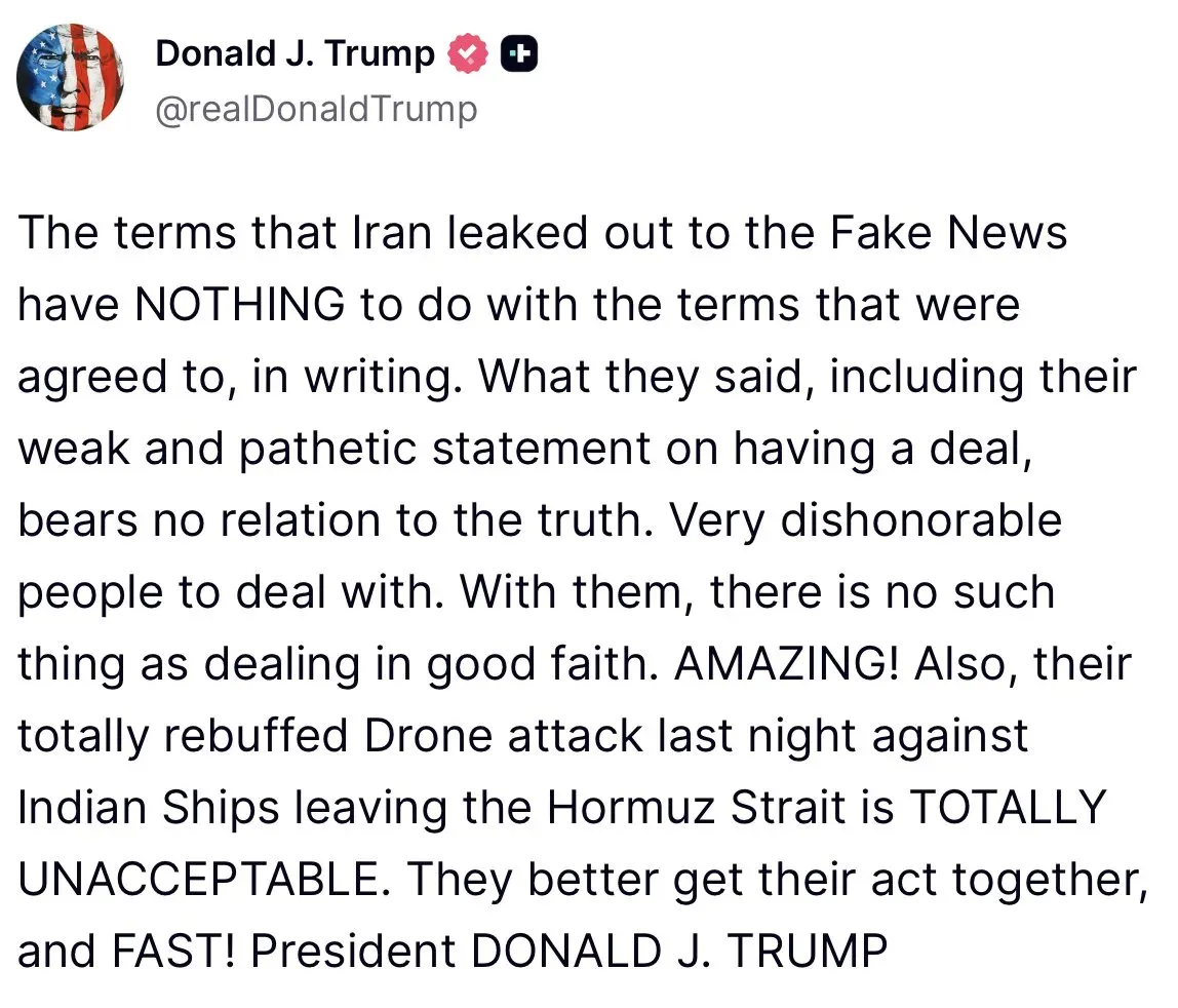 Trump Says Iran Leaked False Nuclear Deal Terms to Media