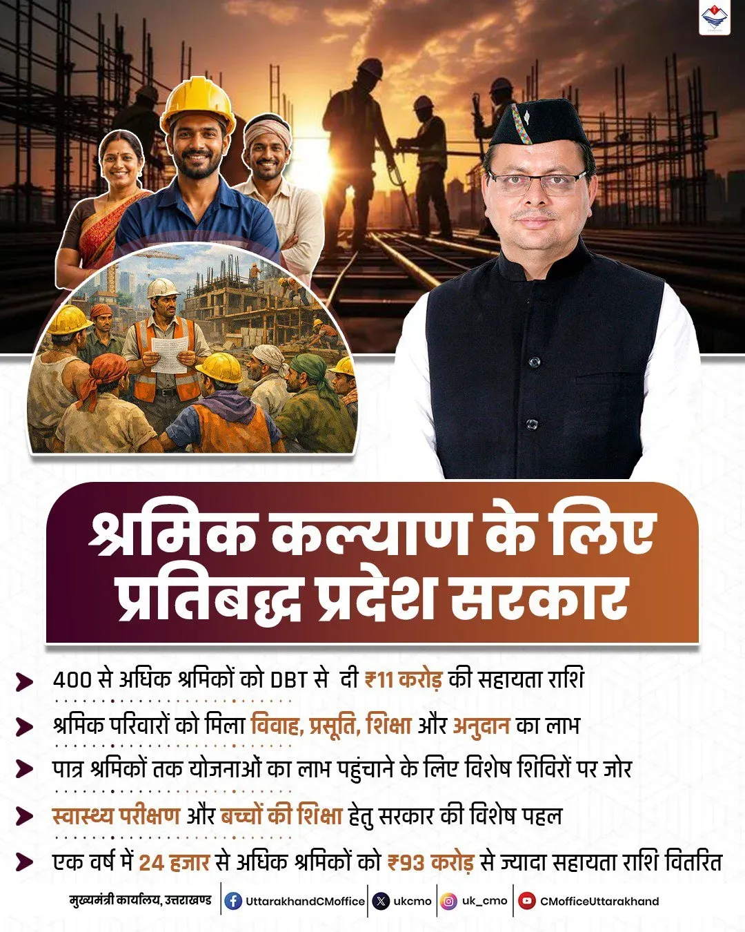 Uttarakhand CMO Reaffirms Commitment to Labour Welfare
