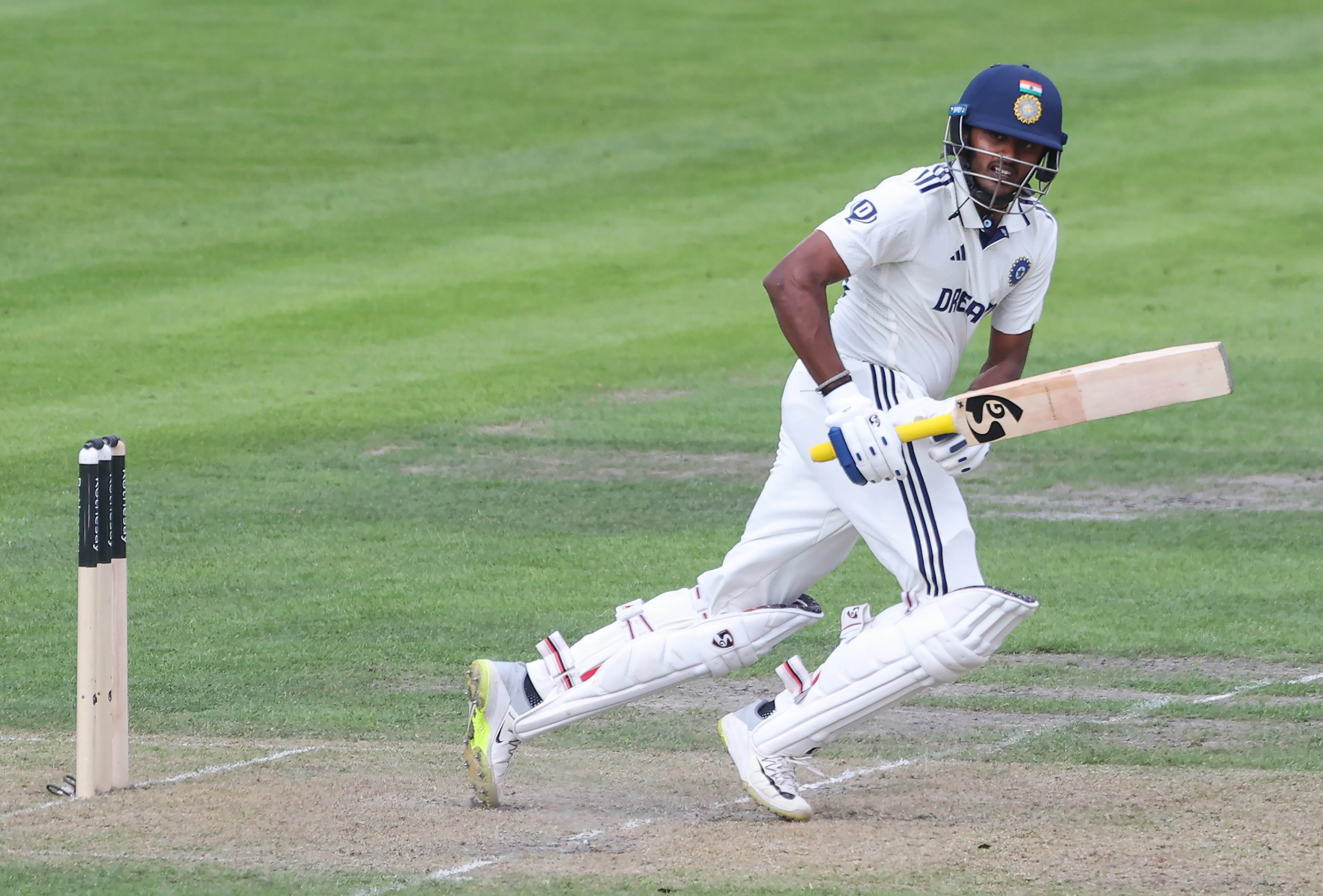 How did Sudharsan secure a gritty half-century at Old Trafford?