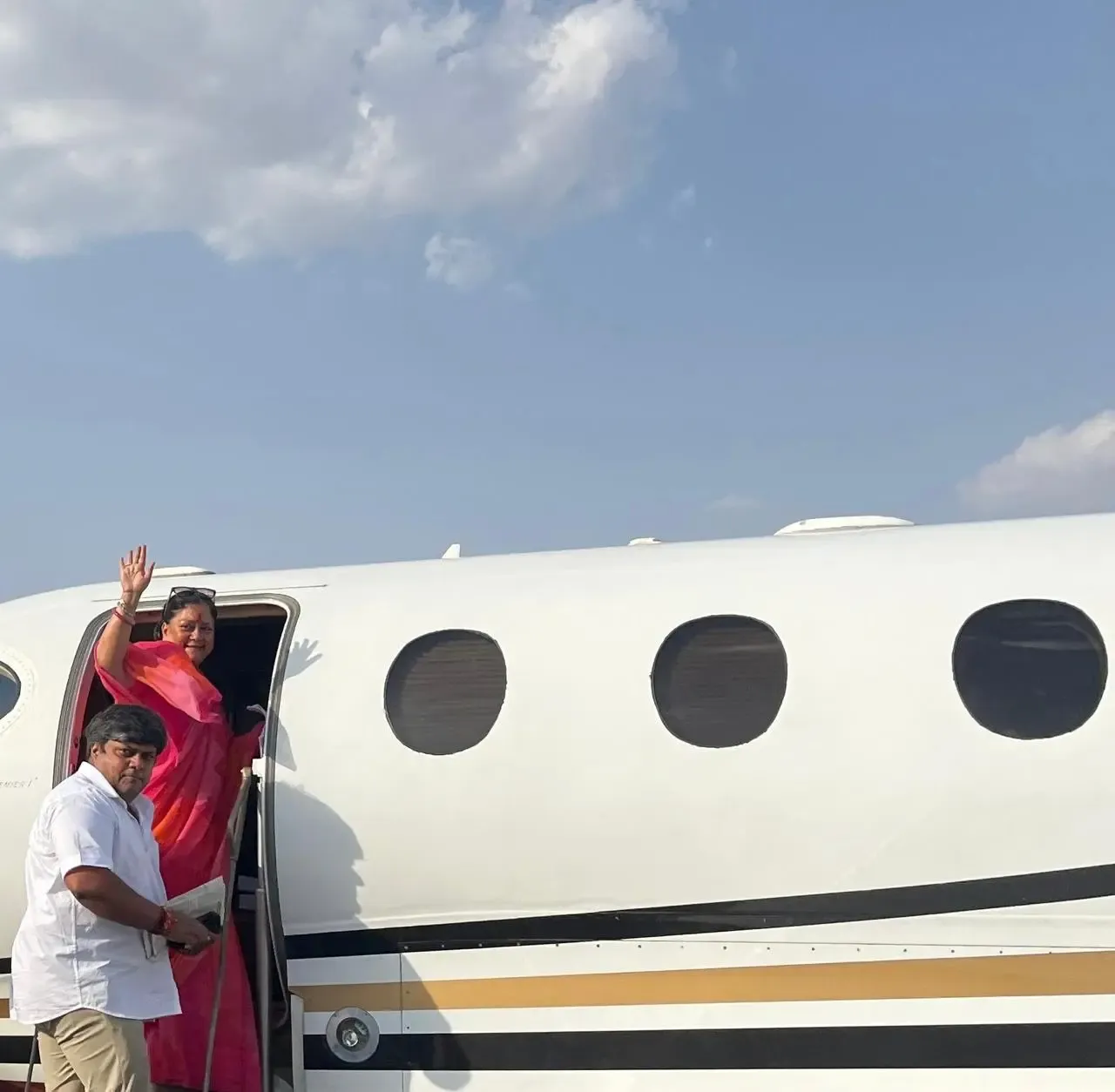 Vasundhara Raje Embarks on First Flight from Jhalawar Airport, Now Home to North India's Third Longest Runway