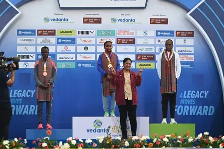 वेदांता दिल्ली हाफ मैराथन 2026: माताता ने 58:52 में तोड़ा कोर्स रिकॉर्ड, एलेमू ने महिला खिताब जीता