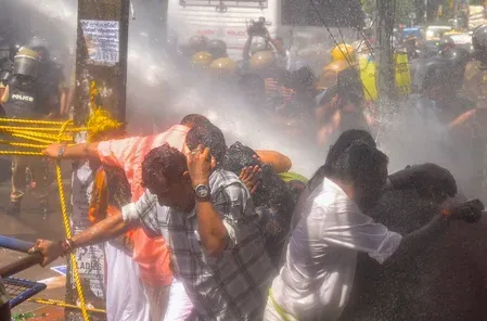 Karni Sena rally in Jaipur: Water cannons used as protesters breach barricades