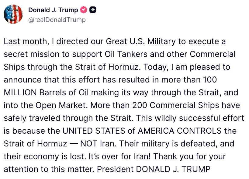 White House Asserts US Controls Strait of Hormuz, Not Iran