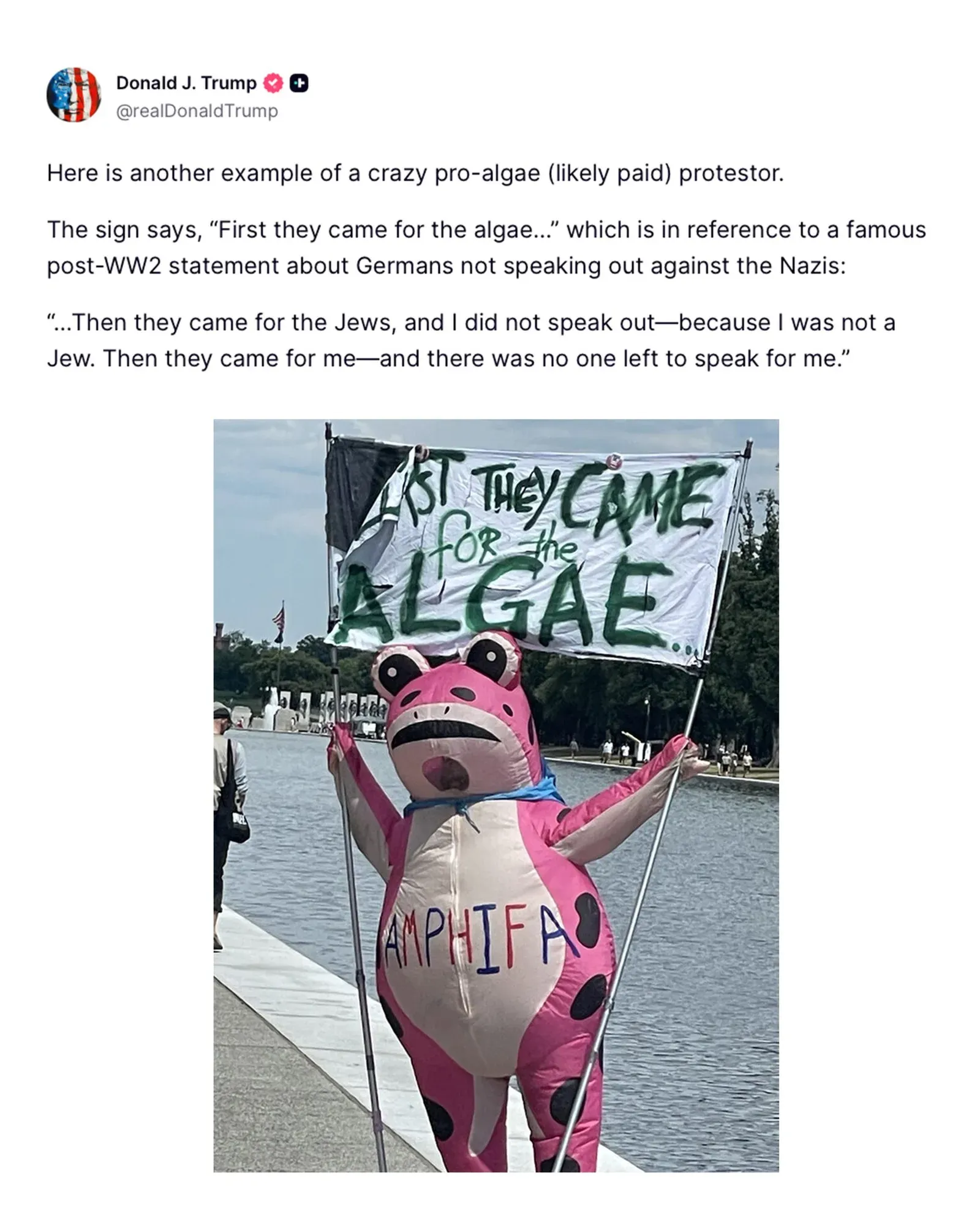 White House Calls Environmental Protestor 'Pro-Algae' and Likely Paid